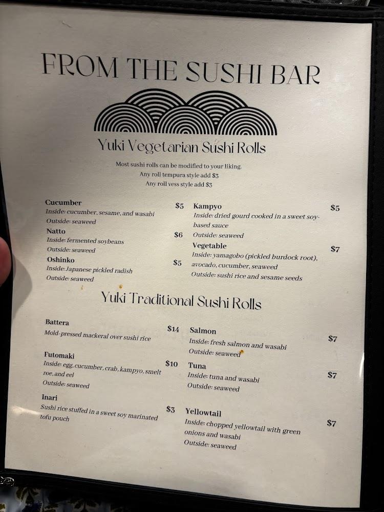 Yuki Japanese Restaurant Menu image 1